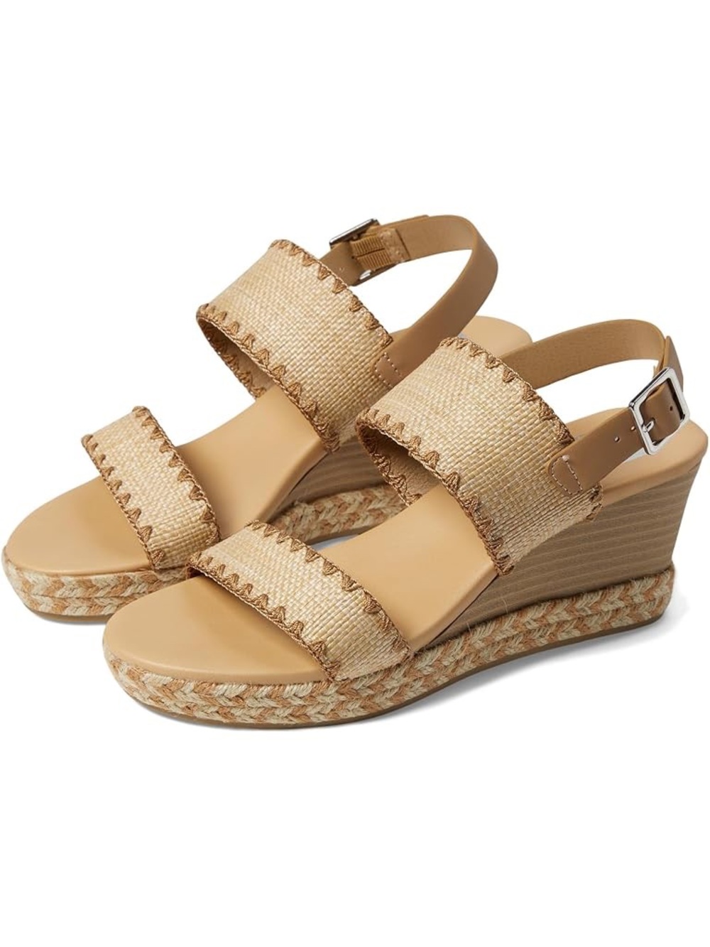 DV by Dolce Vita Tan Raffia Two-Band Slingback Wedge Sandals